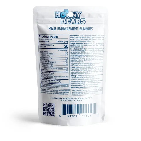 Male Enhancement Gummies - D9, THCV, THCP, CBD - 20mg - Horny Bears - Triangle Hemp Wellness