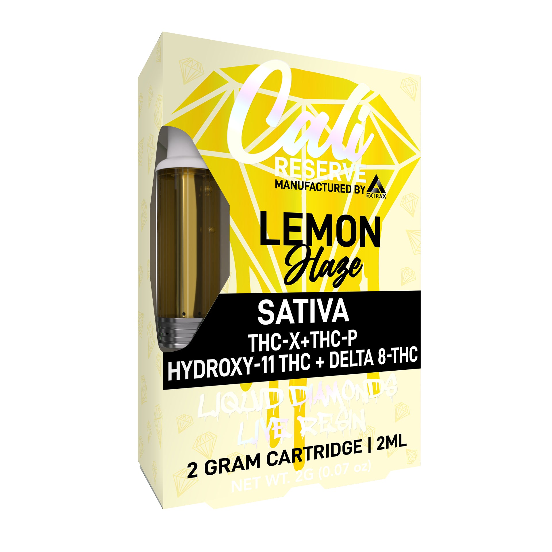 Cali Reserve THC-X + THC-P + HXY-11 THC + D8 Liquid Diamond Vape Cartridge- Lemon Haze- Sativa - Triangle Hemp Wellness