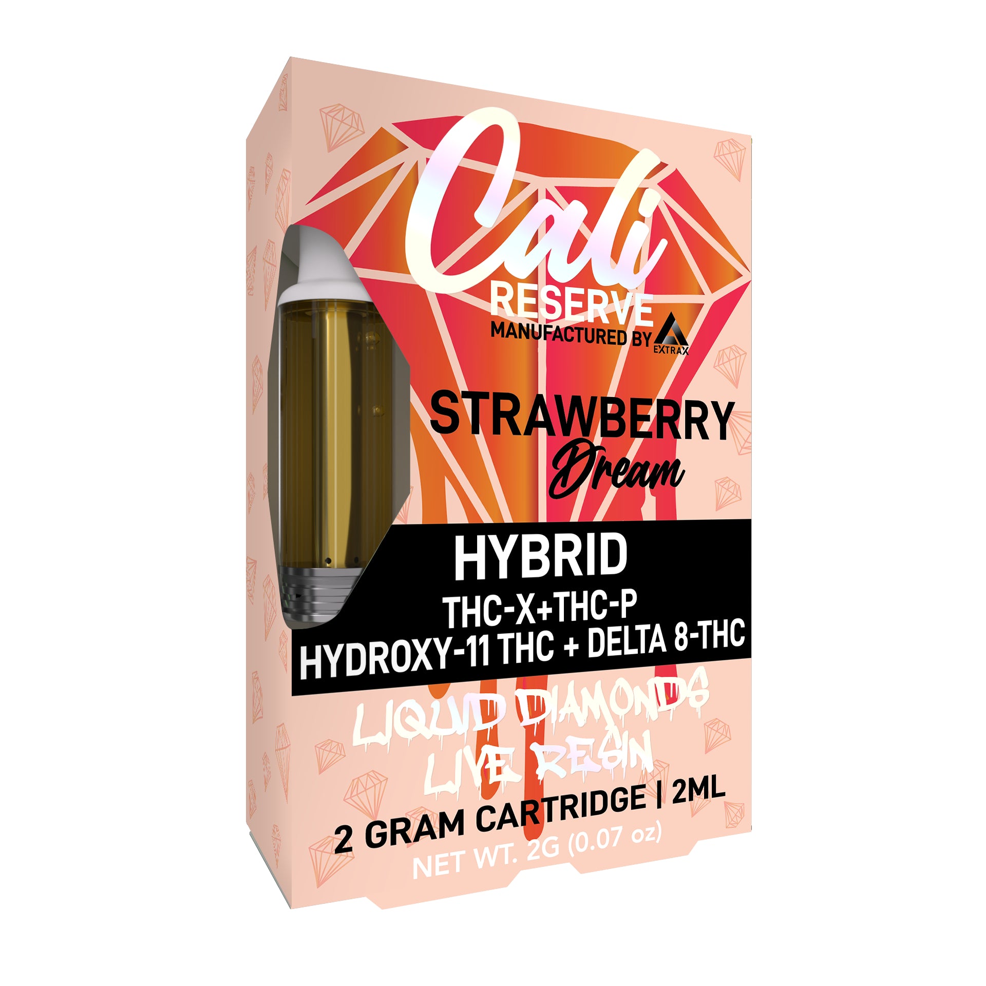 Cali Reserve THC-X + THC-P + HXY-11 THC + D8 Liquid Diamond Vape Cartridge- Strawberry Dream- Hybrid - Triangle Hemp Wellness
