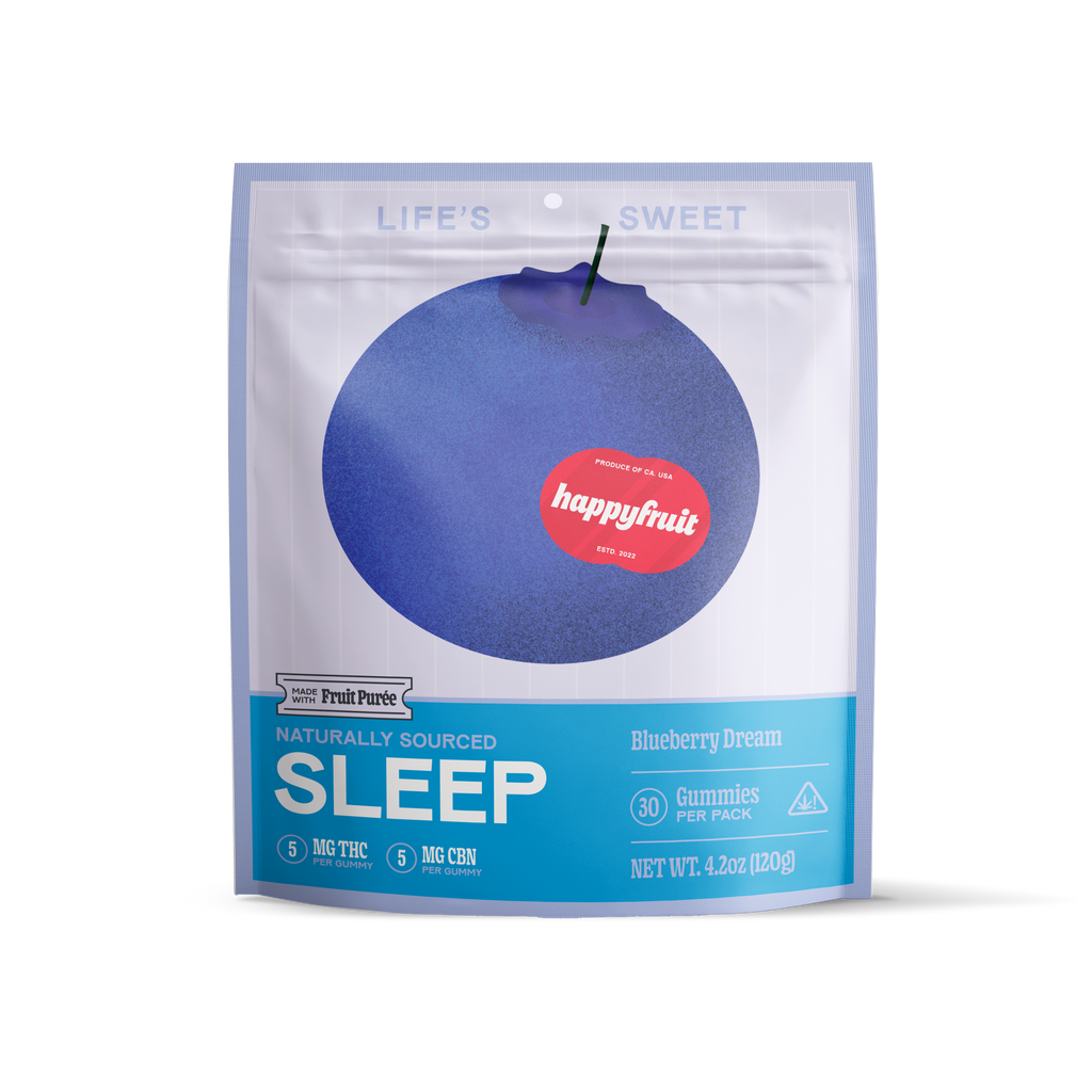 HAPPY FRUIT - BLUEBERRY DREAM - DELTA 9 WITH CBN - PLATINUM FORMULA GUMMIES - INDICA - Triangle Hemp Wellness