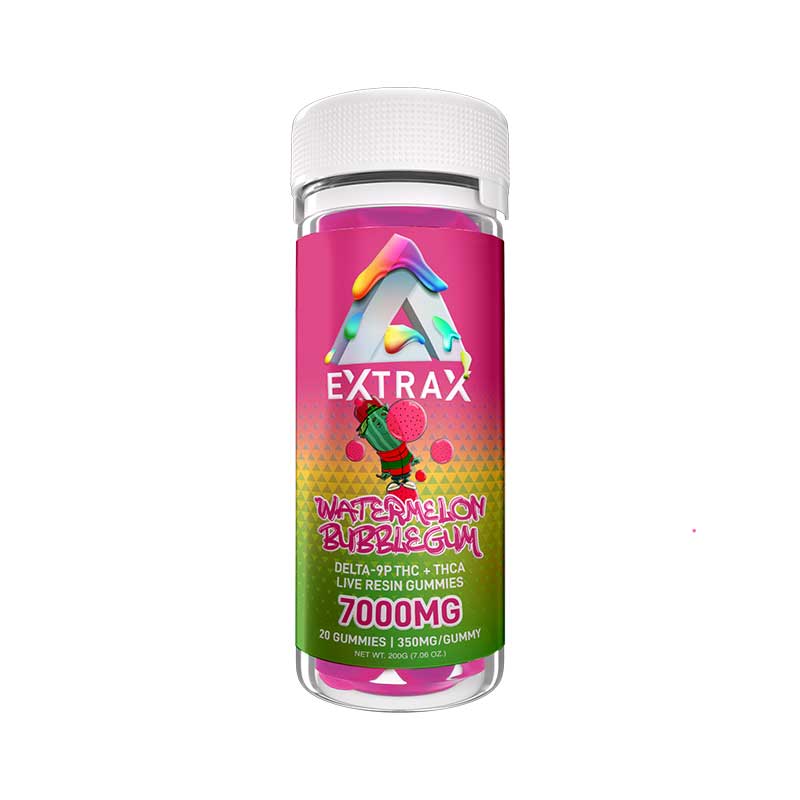 Delta Extrax Adios Blend THCA + Delta-9P Gummies | Watermelon Bubblegum – 7000mg - Triangle Hemp Wellness