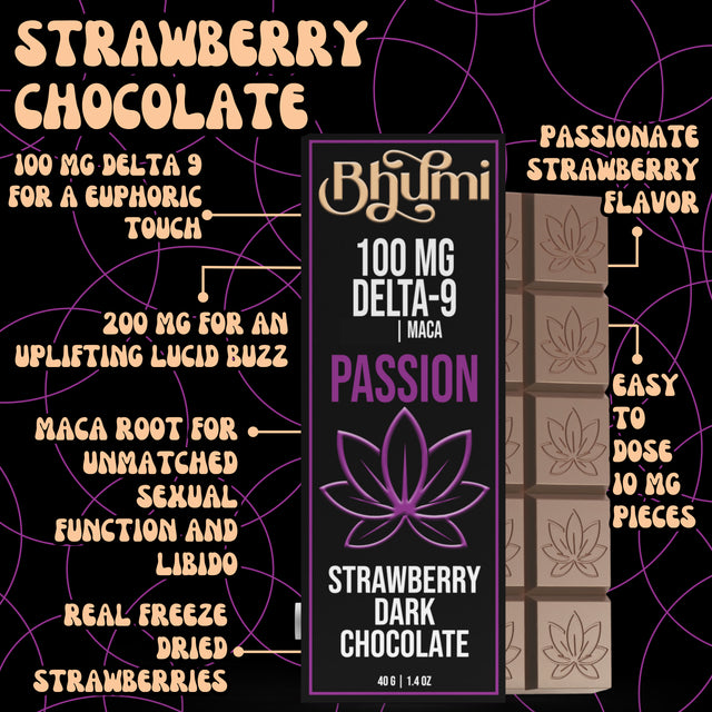 Bhumi Strawberry Maca Passion Dark Chocolate Bar Delta-9