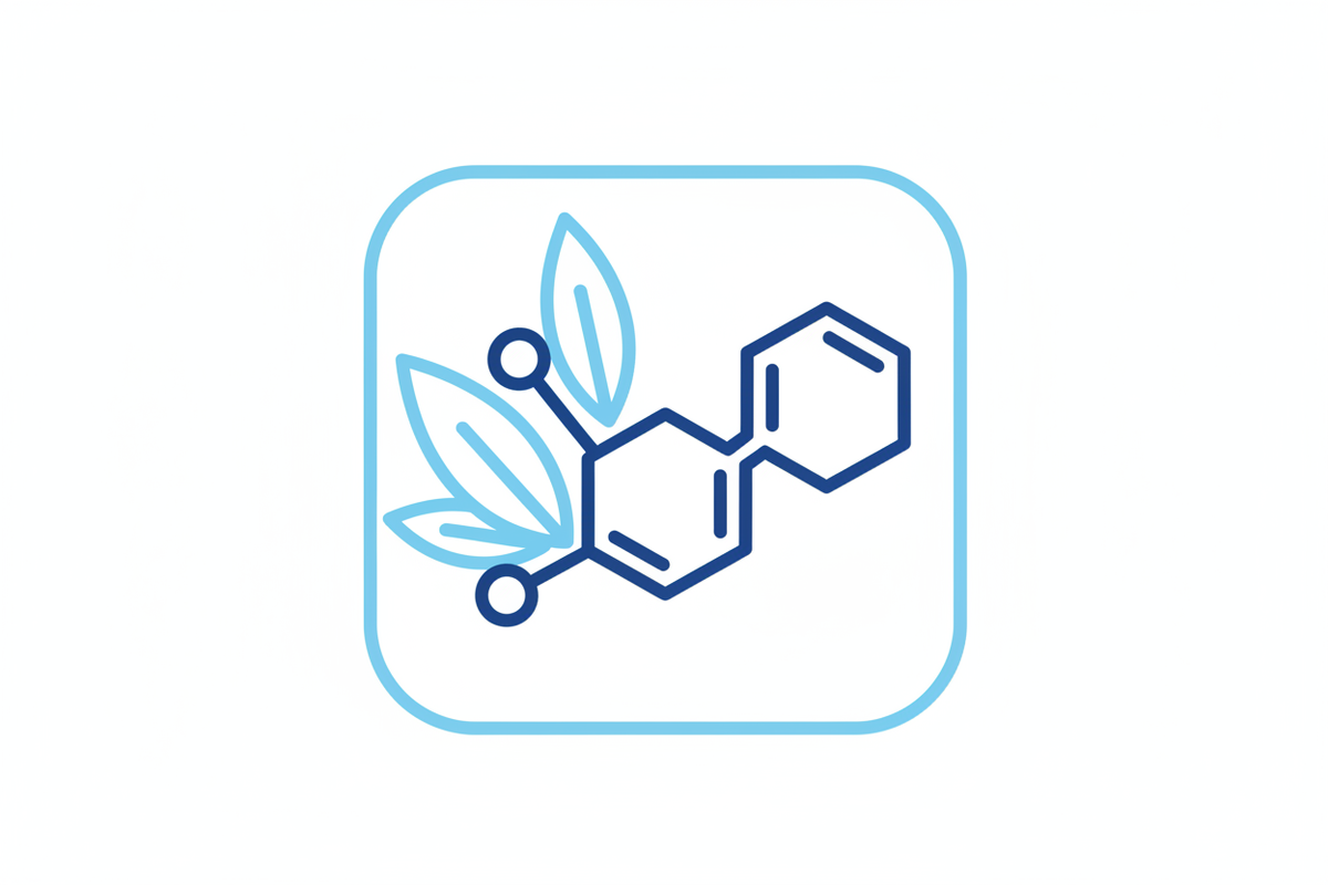 a minimilst icon for page with blogs "cannabinoid-guides" category. blue and white theme