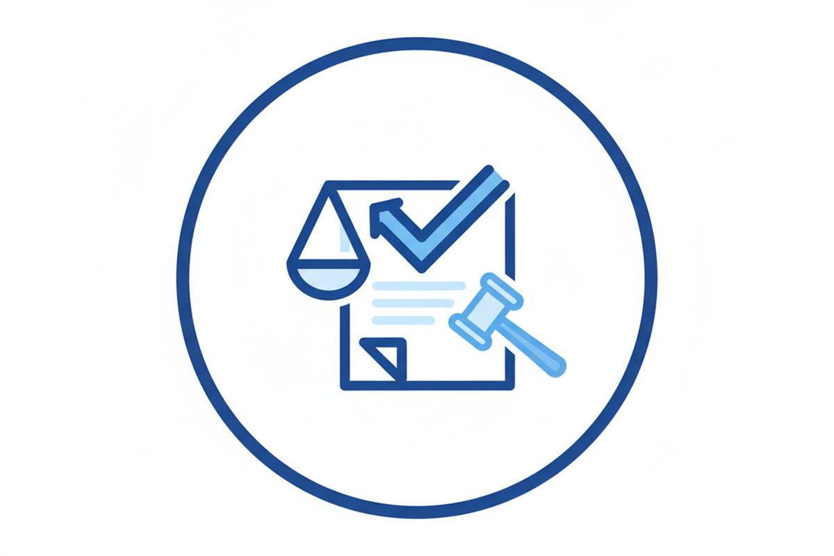 a minimilst icon for page with blogs "legal-guides" category. blue and white theme