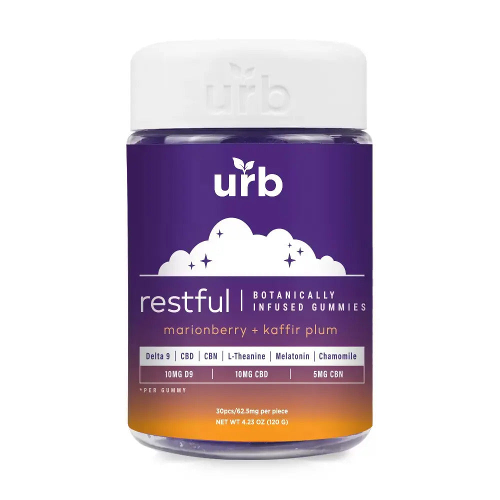 Restful Botanical Sleep Gummies — 1875MG Marionberry + Kaffir Plum — Urb - Triangle Hemp Wellness