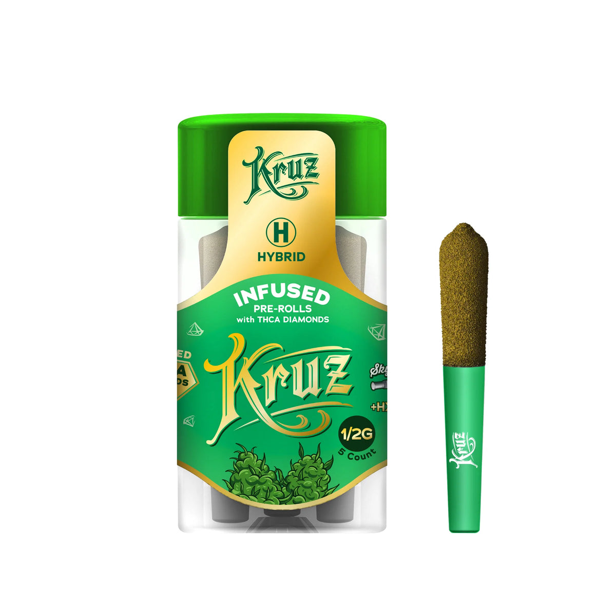 Kruz-Liquid Diamonds+THCA+HXY11-.5G Pre-roll-Skywalker OG (Hyrid)-5CT - Triangle Hemp Wellness
